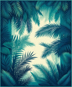 Tropical Palm Frond Art Deco Rug