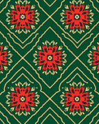 Emerald Red Floral Medallion Lattice Rug
