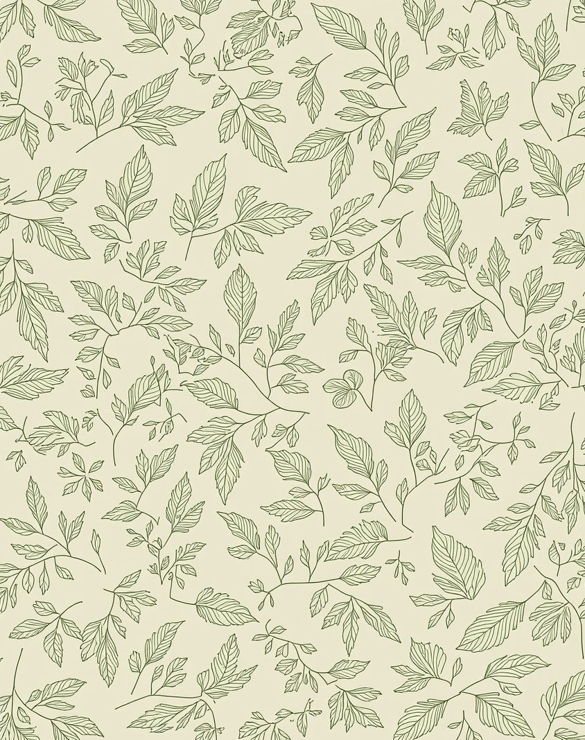 Elegant Green Branch Leaf Pattern Rug