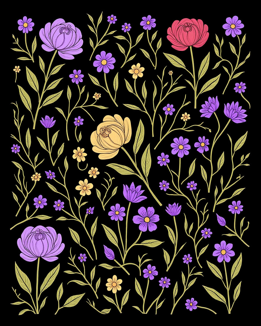 Enchanting Floral Botanical Pattern Rug