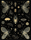 Elegant Gold Insect Butterfly Design Rug