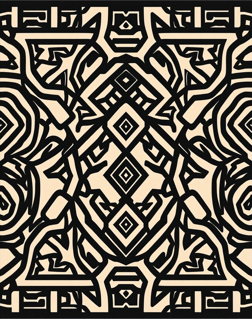 Bold Geometric Maze Pattern Rug