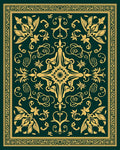Golden Floral Art Nouveau Border Design Rug