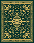 Golden Floral Art Nouveau Border Design Rug