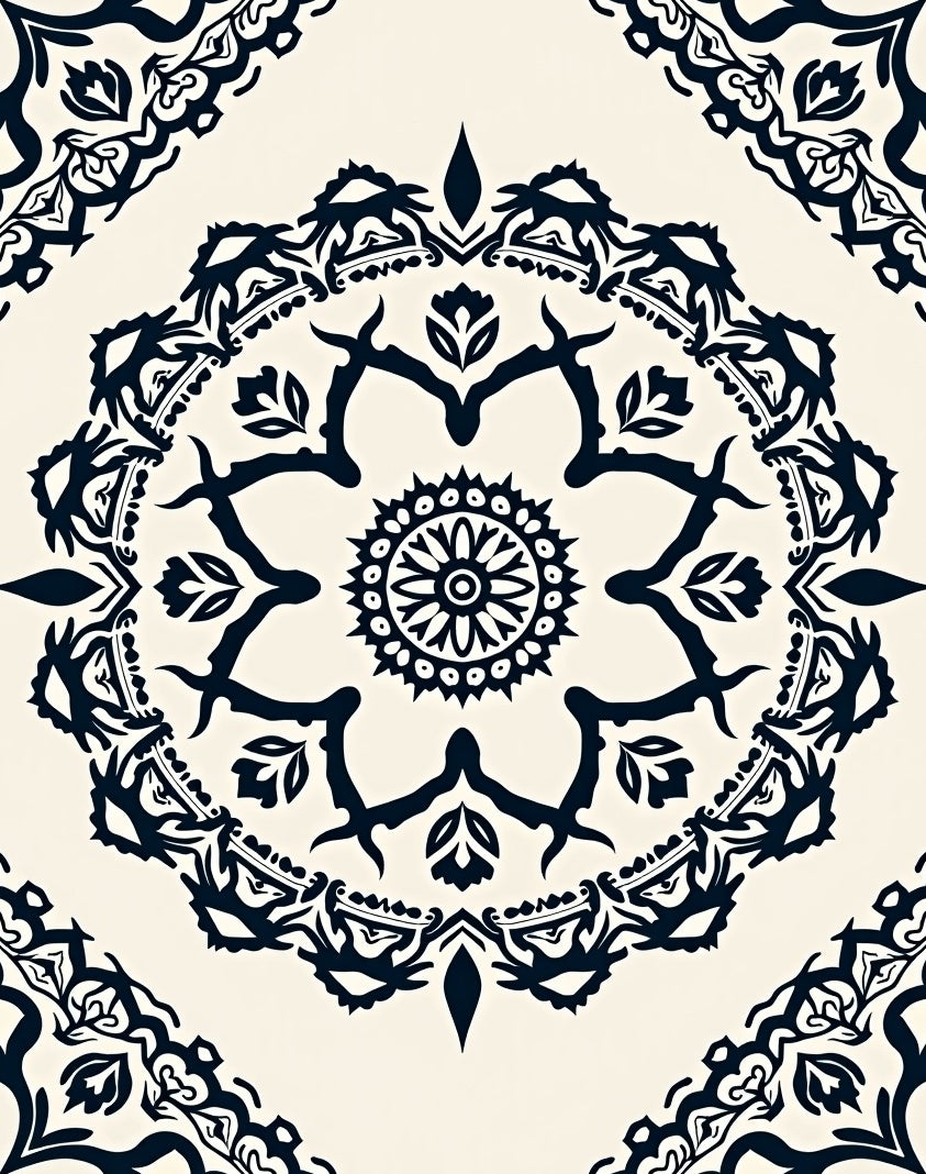 Intricate Floral Medallion Pattern Rug