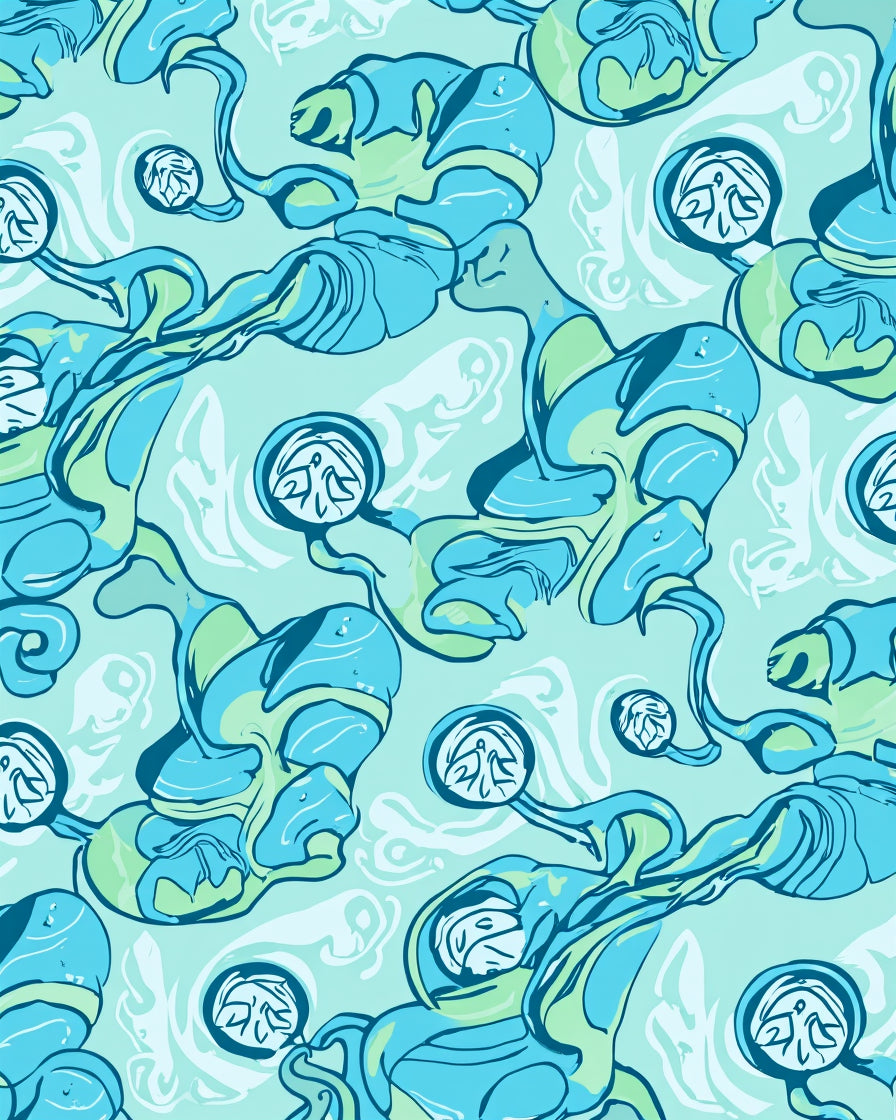 Abstract Aquatic Organic Flow Pattern Rug