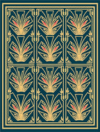Art Deco Geometric Floral Pattern Design Rug