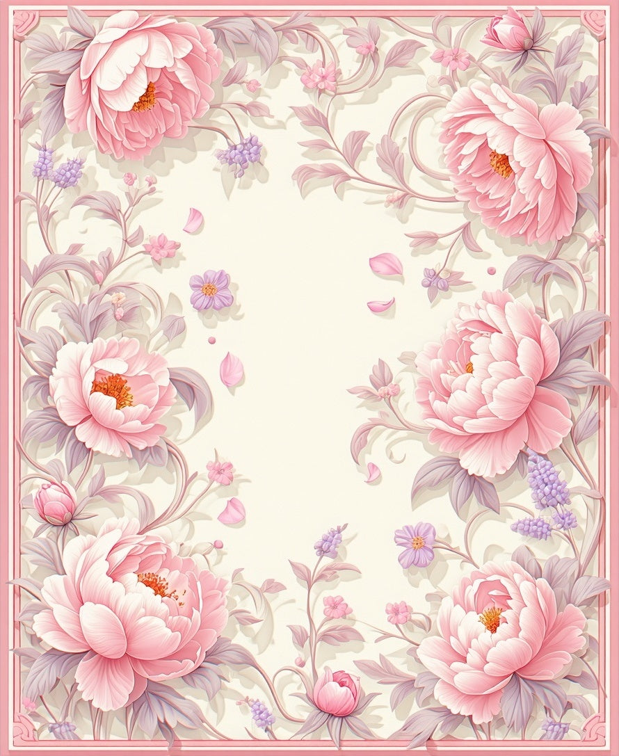 Soft Pink Floral Vines Pattern Rug