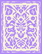 Ornate Lilac Cream Scrollwork Pattern Rug