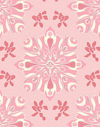 Pink Swirl Floral Medallion Pattern Rug