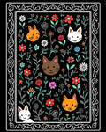 Whimsical Floral Cat Faces Pattern Rug