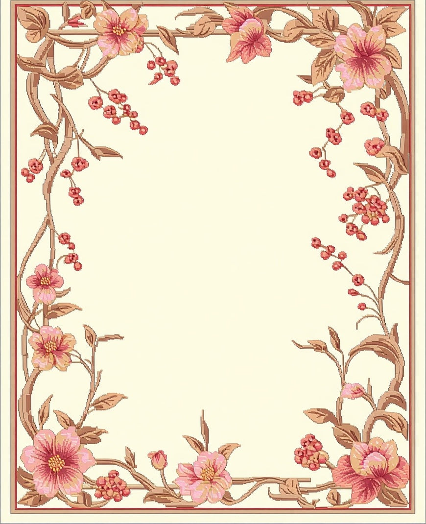 Delicate Floral Vine Pattern Rug