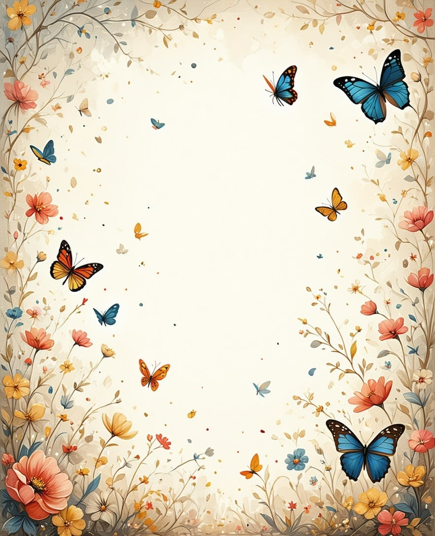 Whimsical Butterflies Floral Garden Rug