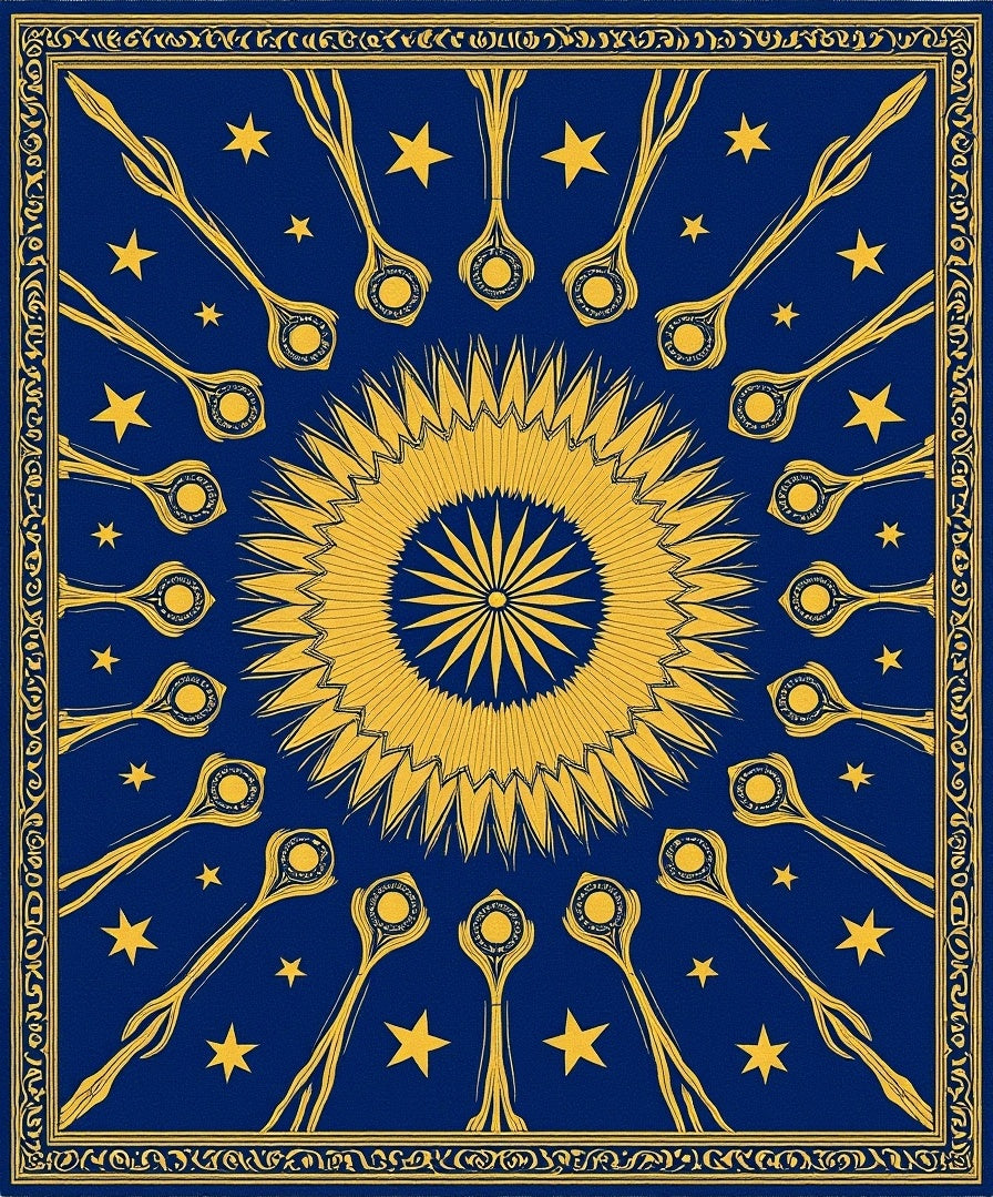 Starry Sky Sunburst Pattern Rug
