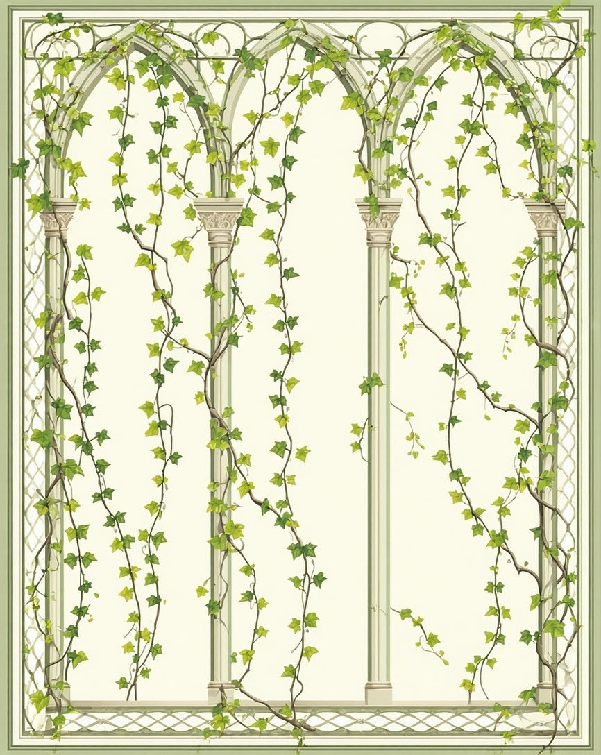 Arched Garden Ivy Vine Design Rug