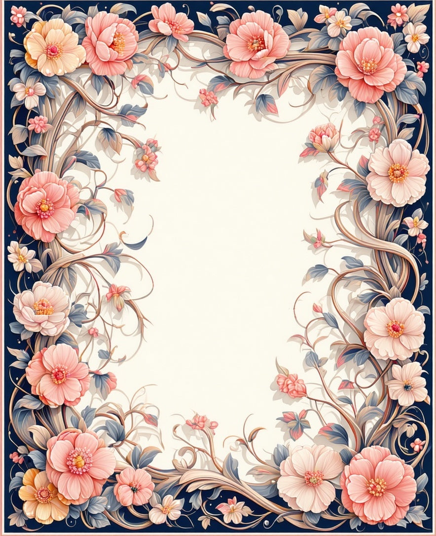 Romantic Floral Vine Pattern Rug