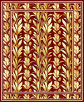 Regal Red Golden Leaf Pattern Rug