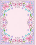 Pink Blue Floral Accent Border Rug