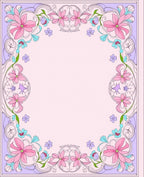Pink Blue Floral Accent Border Rug