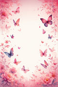 Pink Floral Butterfly Garden Design Rug