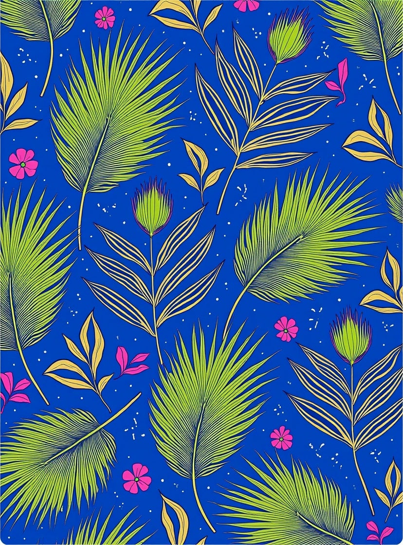 Vibrant Tropical Leaf Floral Design Rug