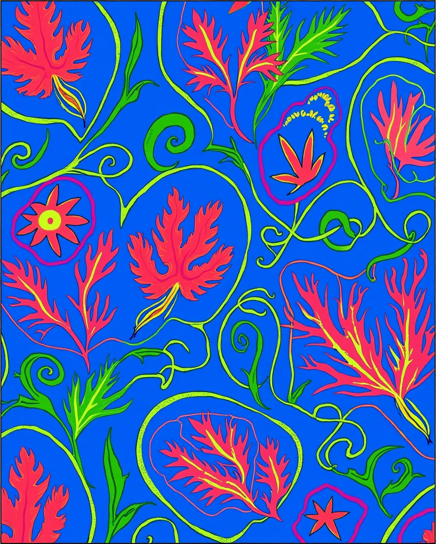 Vibrant Coral Floral Swirl Pattern Rug
