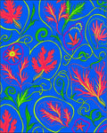 Vibrant Coral Floral Swirl Pattern Rug