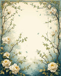 Romantic White Floral Botanical Vine Rug
