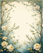 Romantic White Floral Botanical Vine Rug