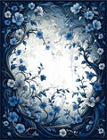 Dark Blue Floral Vine Garden Design Rug
