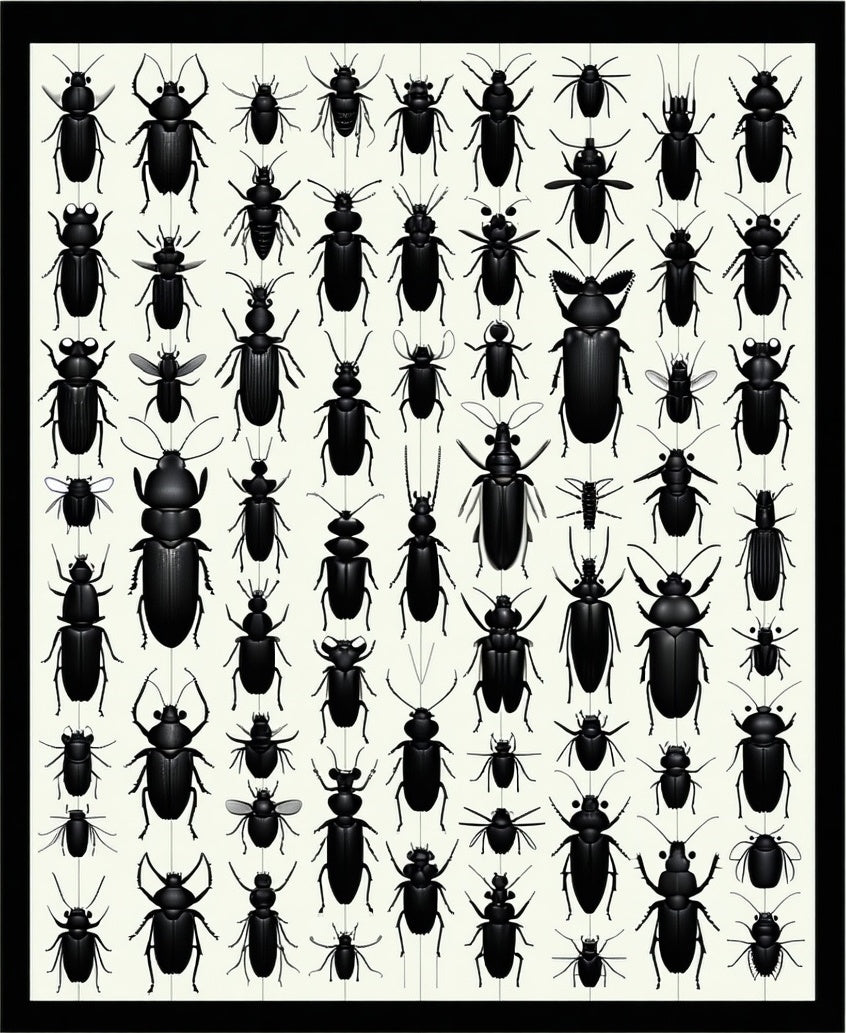 Black Insect Colony Pattern Rug