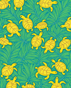 Yellow Turtles Green Foliage Pattern Rug