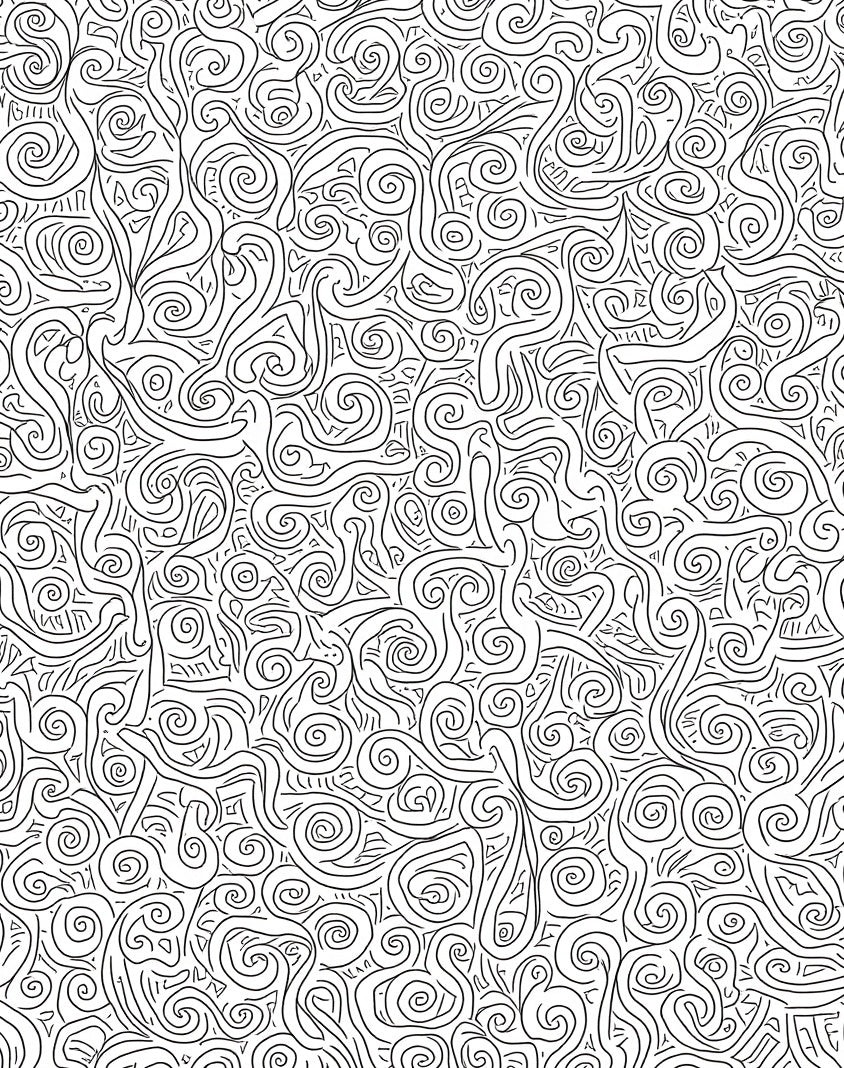 Whimsical Swirl Pattern Black White Rug