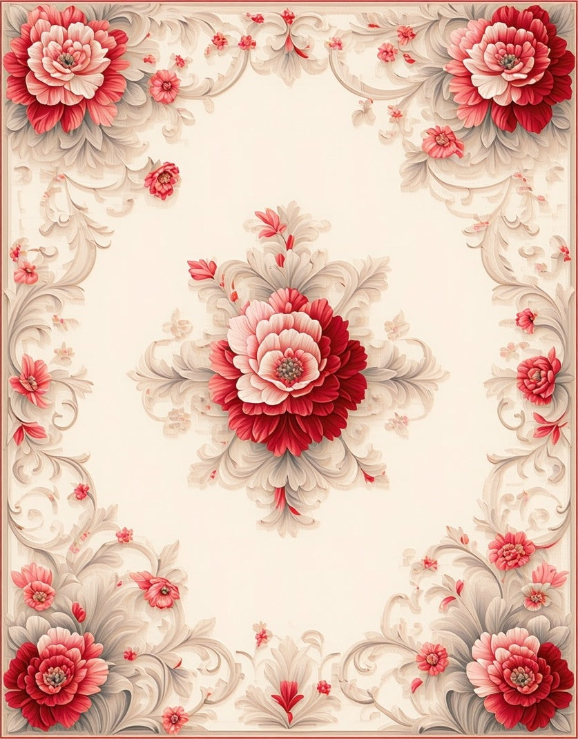 Grand Floral Scrollwork And Botanical Rug