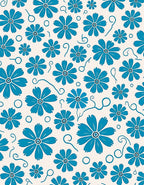 Delicate Blue Flower Pattern Rug