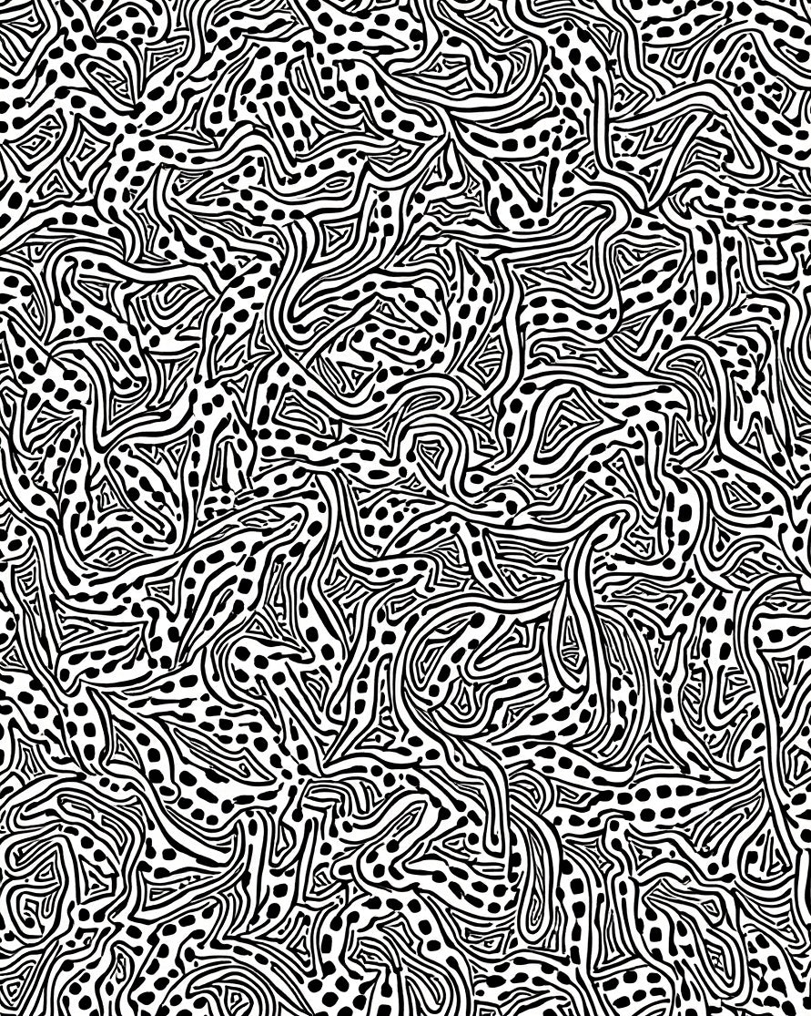 Black White Organic Line Art Rug