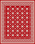 Red Cream Geometric Folk Pattern Rug