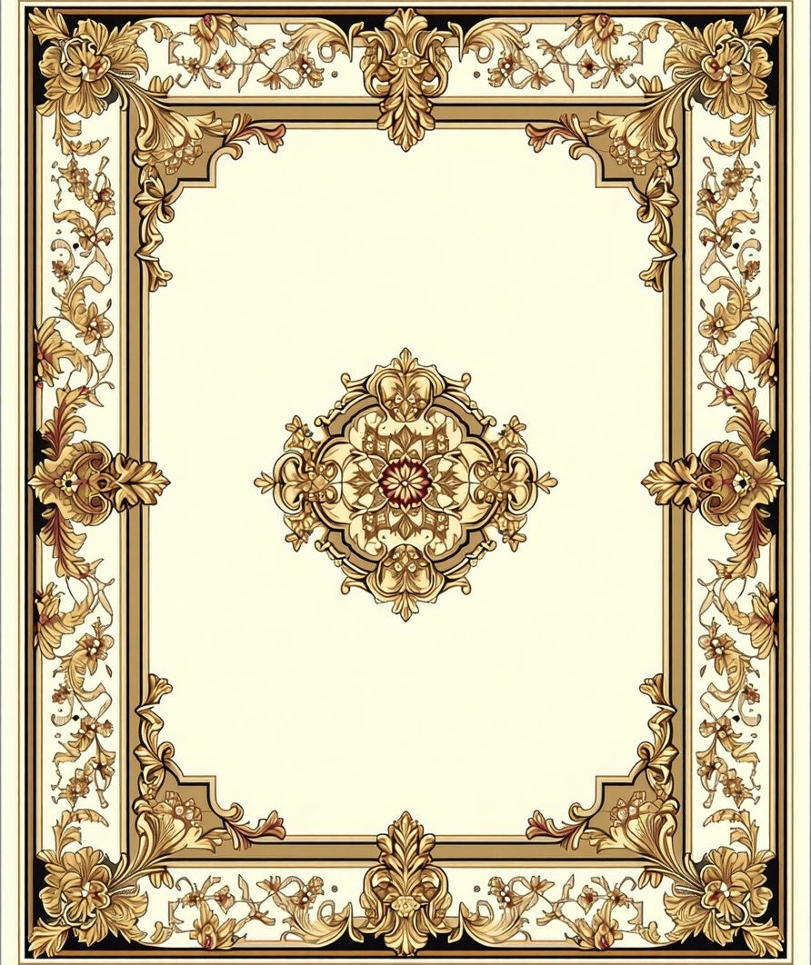 Ornate Floral Frame Design Rug