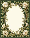White Rose Vine Botanical Floral Rug