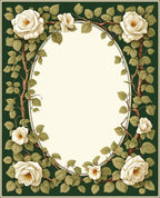 White Rose Vine Botanical Floral Rug