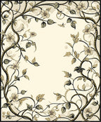 Ornate Floral Vines Scroll Pattern Rug
