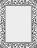 Ornate Scrollwork Black Border Rug