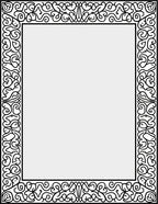 Ornate Scrollwork Black Border Rug