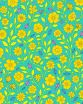 Retro Yellow Floral Print Rug