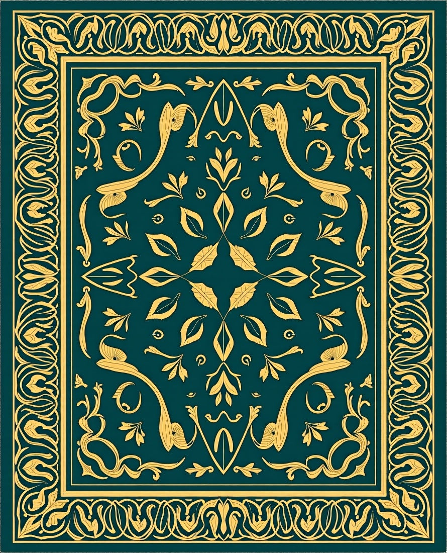 Gold Floral Contempo Pattern Rug
