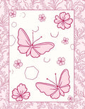 Pink Butterflies Floral Outline Rug