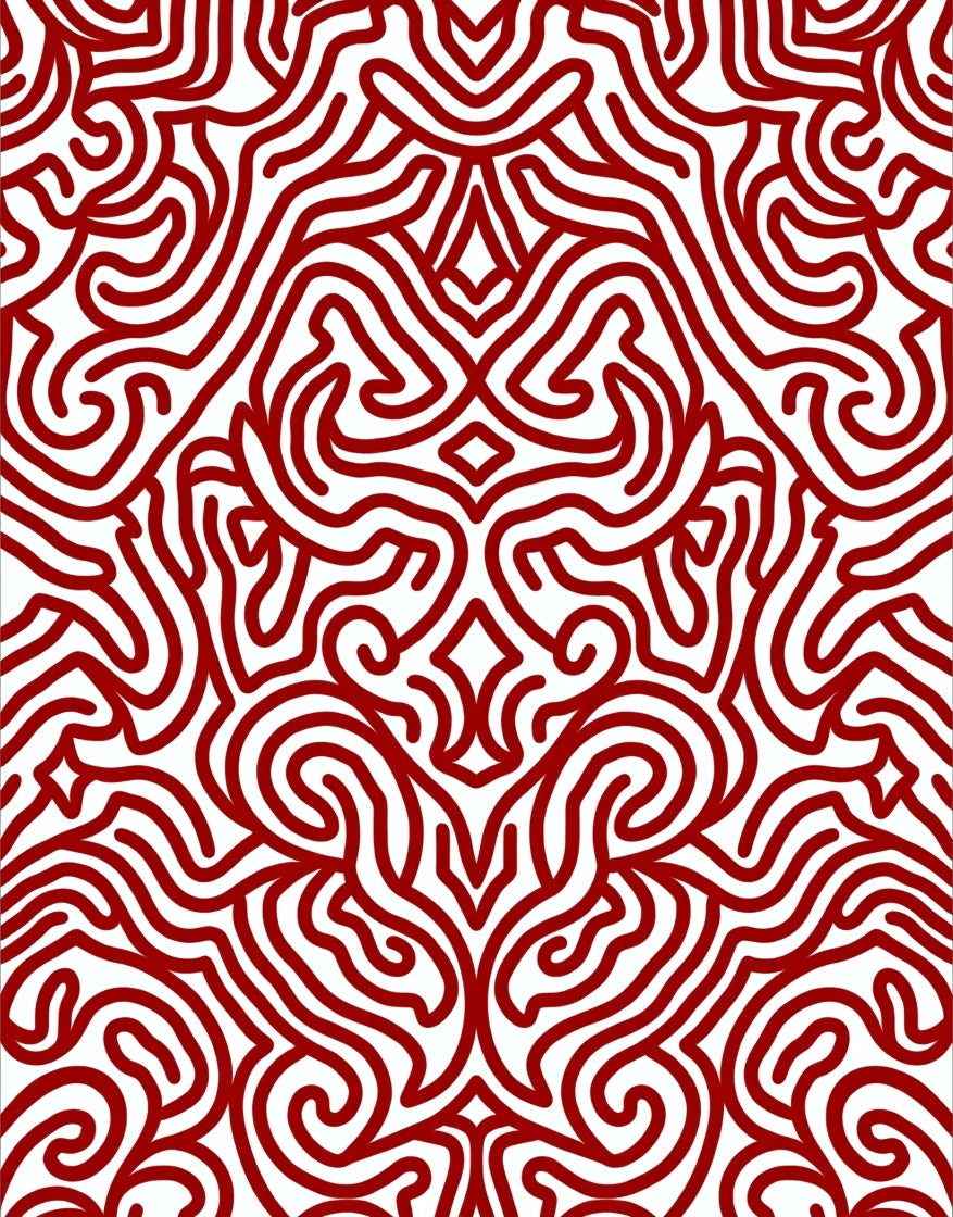 Ornate Red Swirl Pattern Rug
