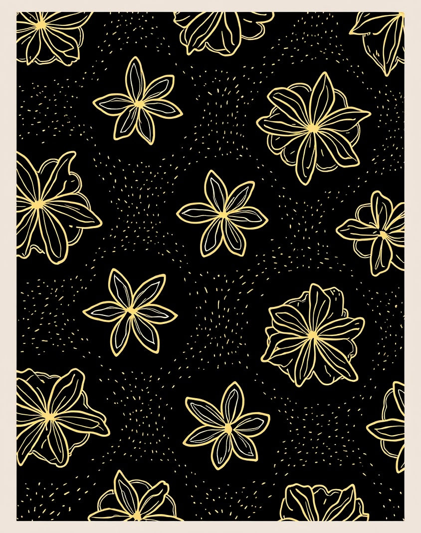 Golden Star Anise Floral Pattern Rug