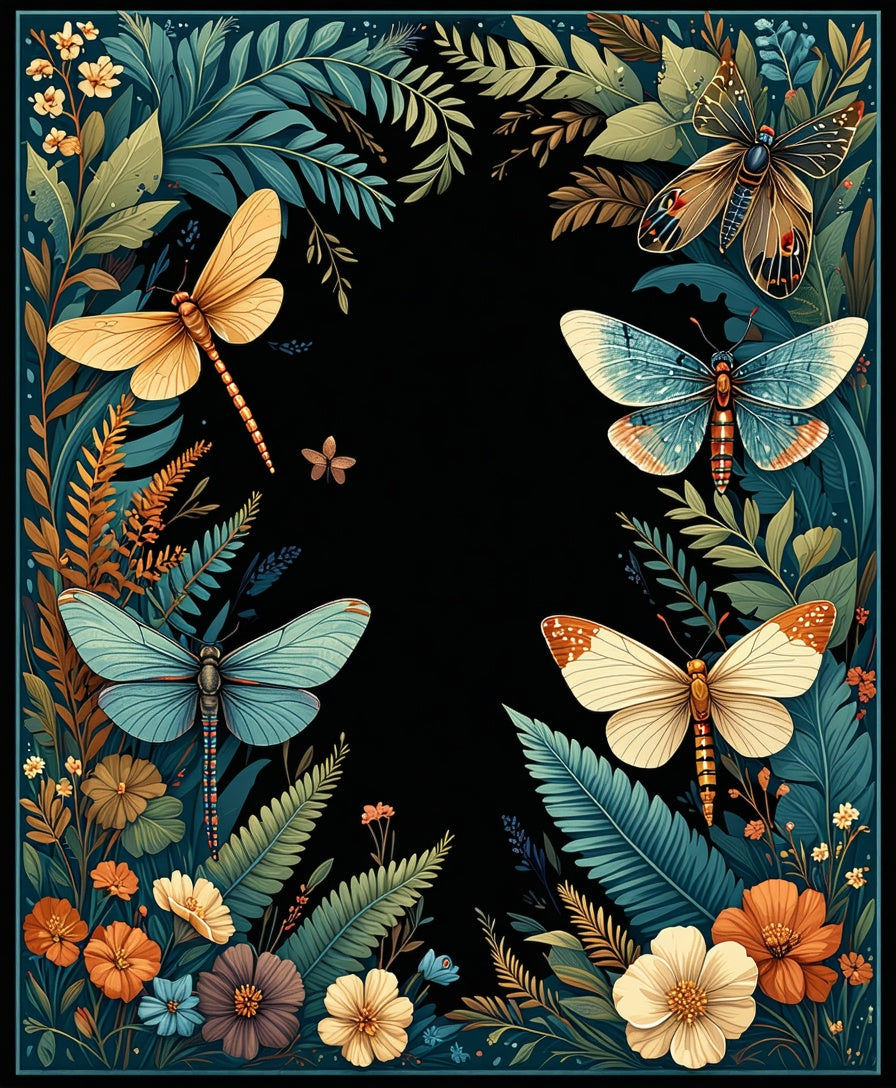 Enchanting Dragonfly Butterfly Nature Rug