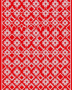 Crimson White Interlocking Geometric Medallion Rug